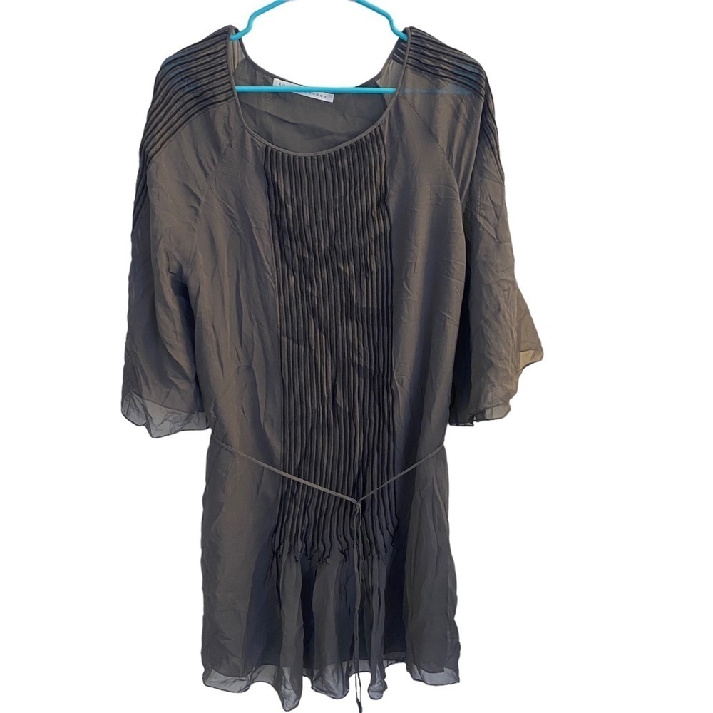 Susana Monaco Black Tunic 3/4 Sleeve Sheer‎ Shirt Sz 4